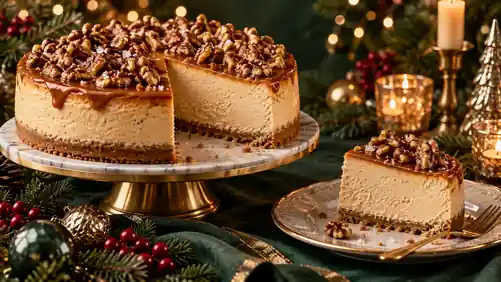 Cheesecake de Doce de Leite com Nozes Tostadas e Flor de Sal