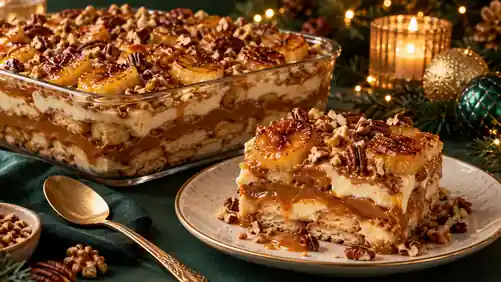 Pavê de Doce de Leite com Banana Caramelizada e Castanhas