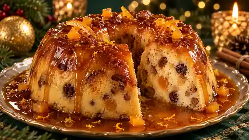Pudim de Panetone com Caramelo de Laranja e Especiarias