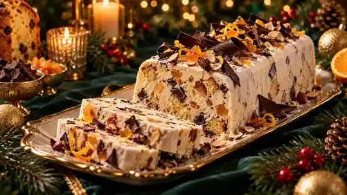 Semifreddo de Panetone com Chocolate, Laranja e Amêndoas