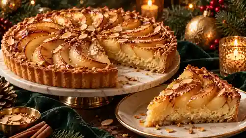Torta de Pera Caramelizada com Creme de Amêndoas e Canela