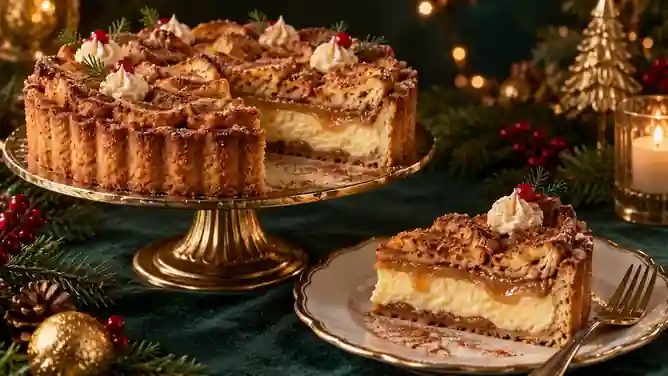 Torta de Rabanada com Doce de Leite, Canela e Creme de Baunilha