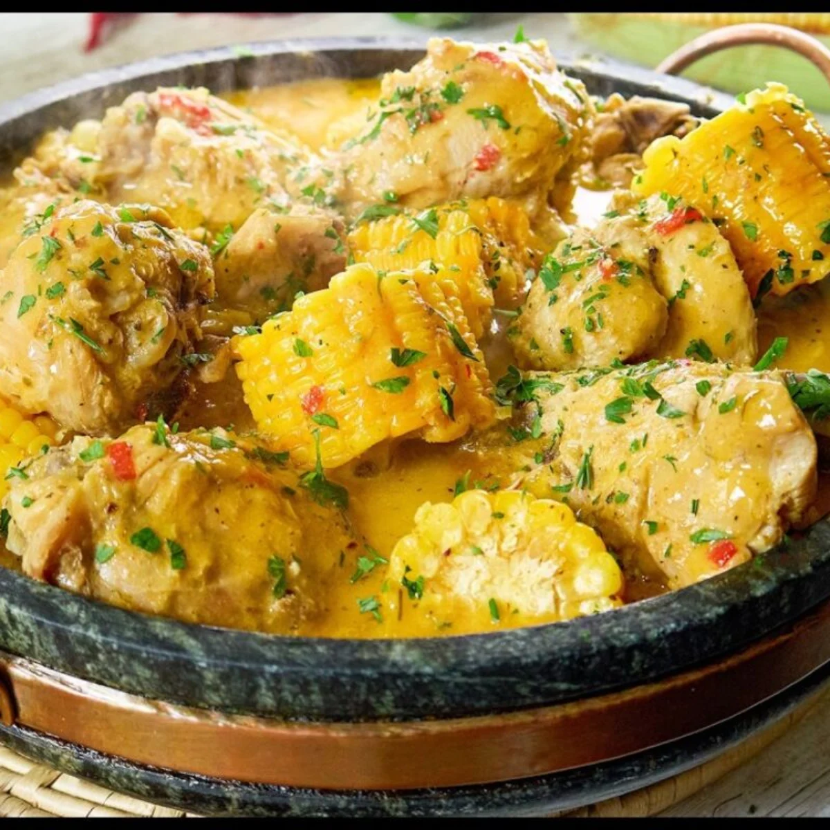 Frango com creme de milho bem suculento e cremoso