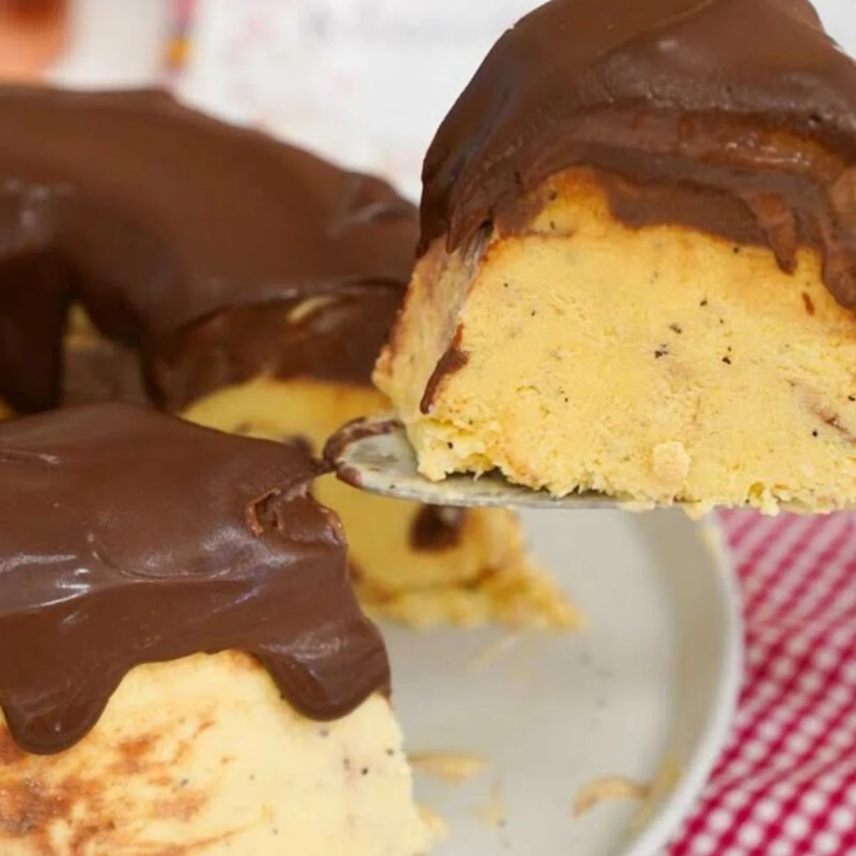 Pudim de sorvete de maracujá com calda de chocolate