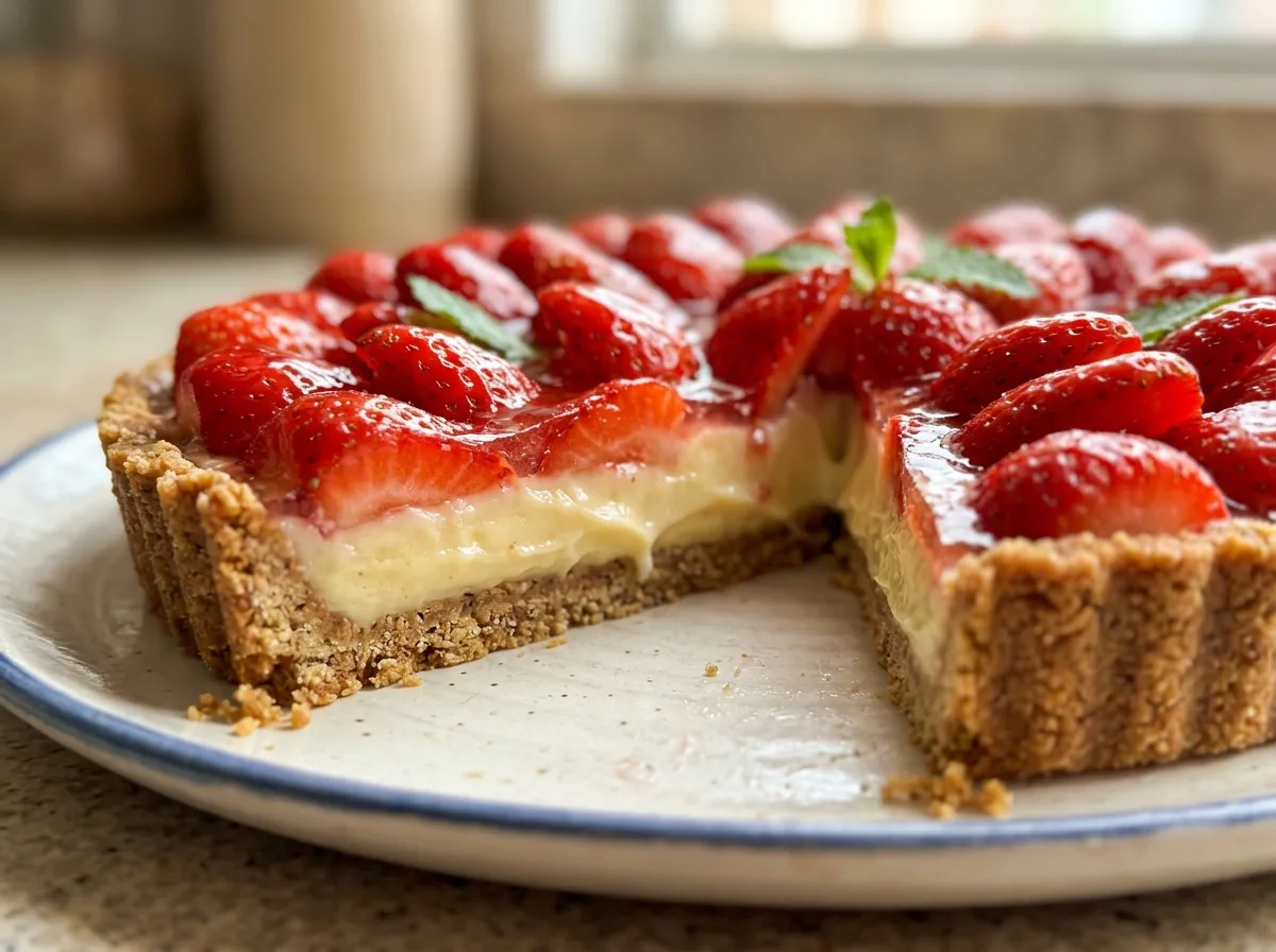Torta de Morango com Base Crocante