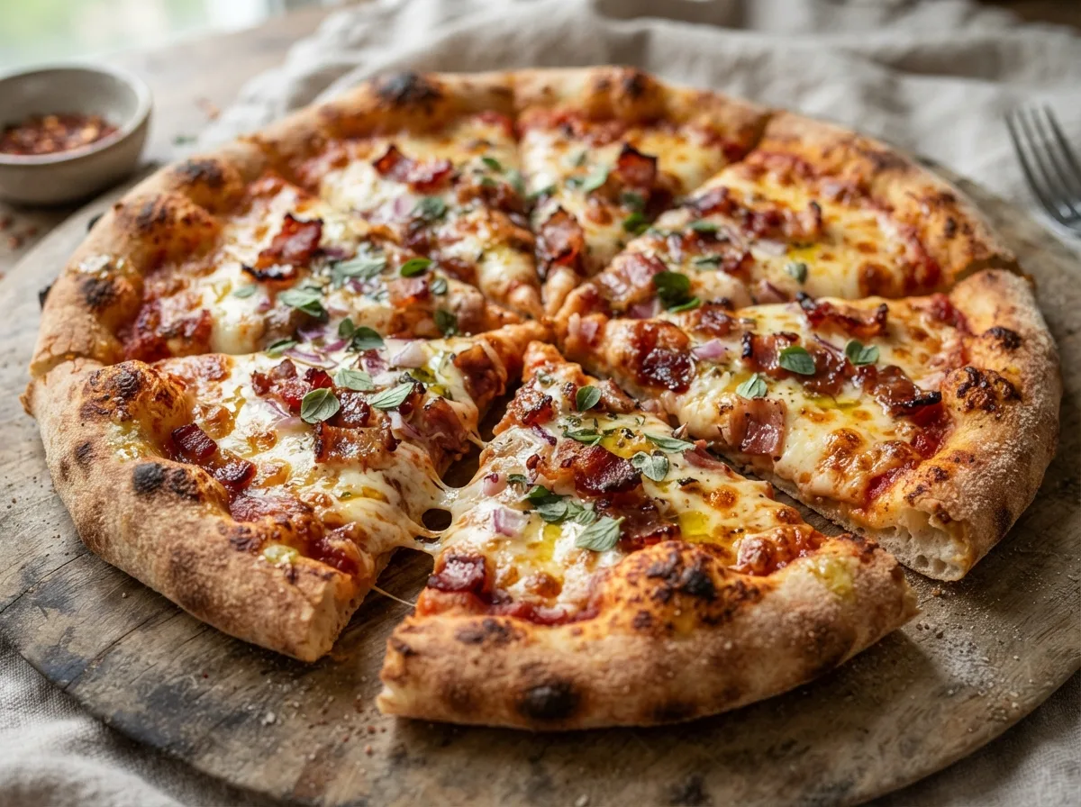 Pizza de Bacon Caseira