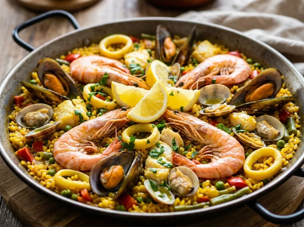 Paella de Frutos do Mar com Toque de Limão