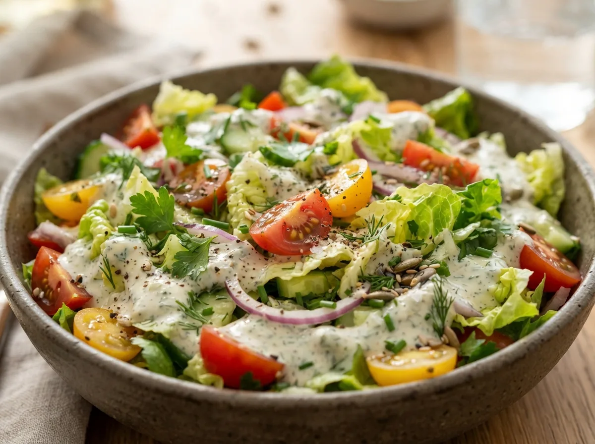 Salada de Alface e Tomate com Molho Especial