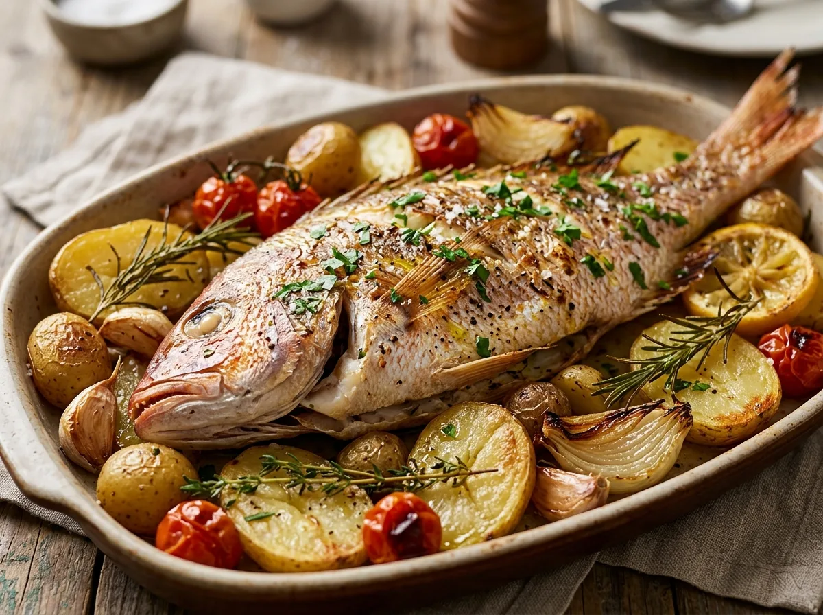 Peixe Assado com Batatas Especial
